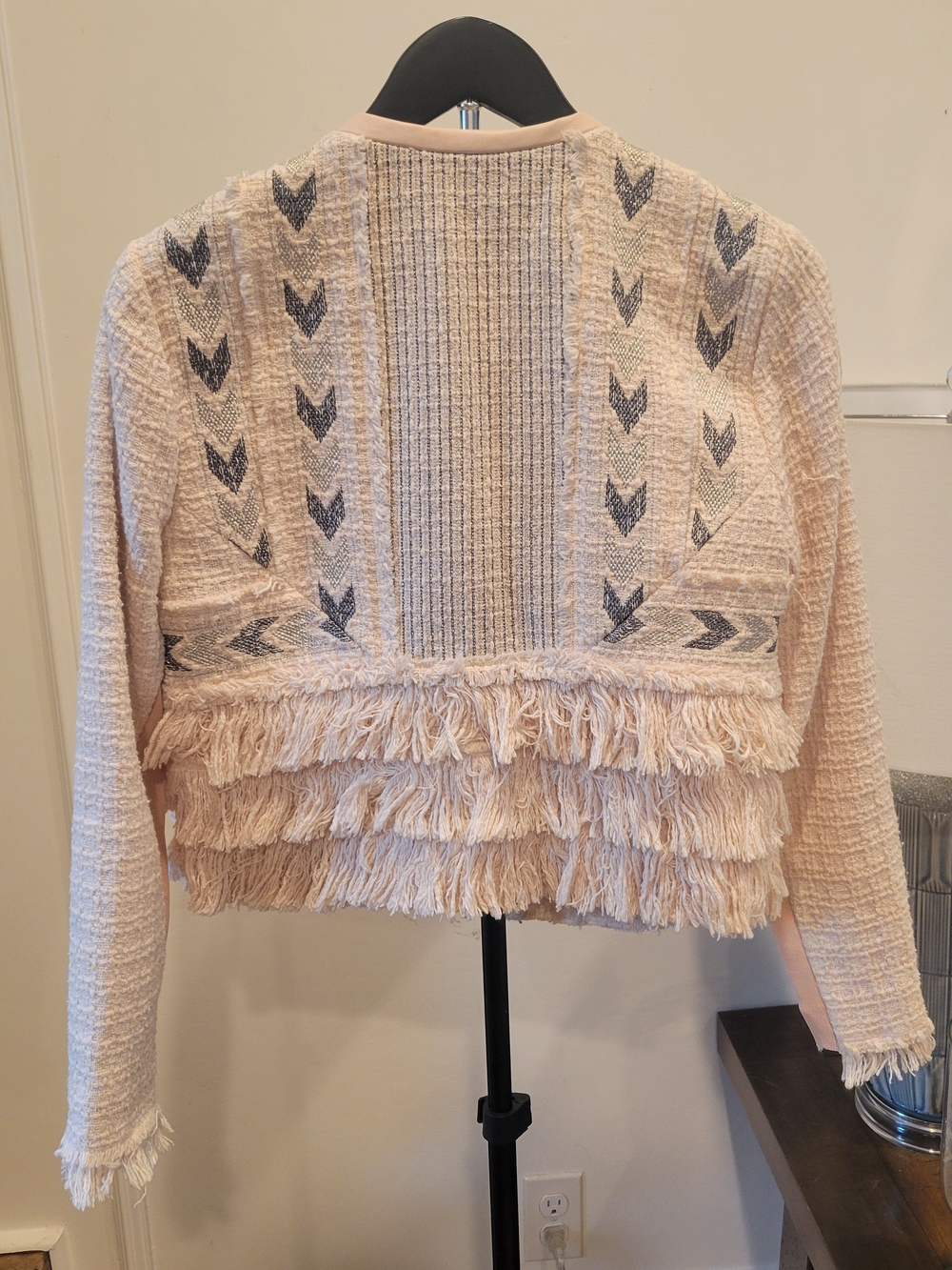 Rebecca Taylor Pale Pink Fringe Tweed Jacket - Picture 4 of 8